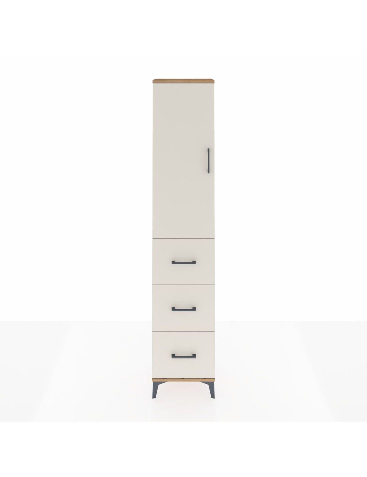 Arges Dolap 3 Raflı 3 Çekmeceli Tek Kapaklı 44x30x221 Çam-Aytaşı