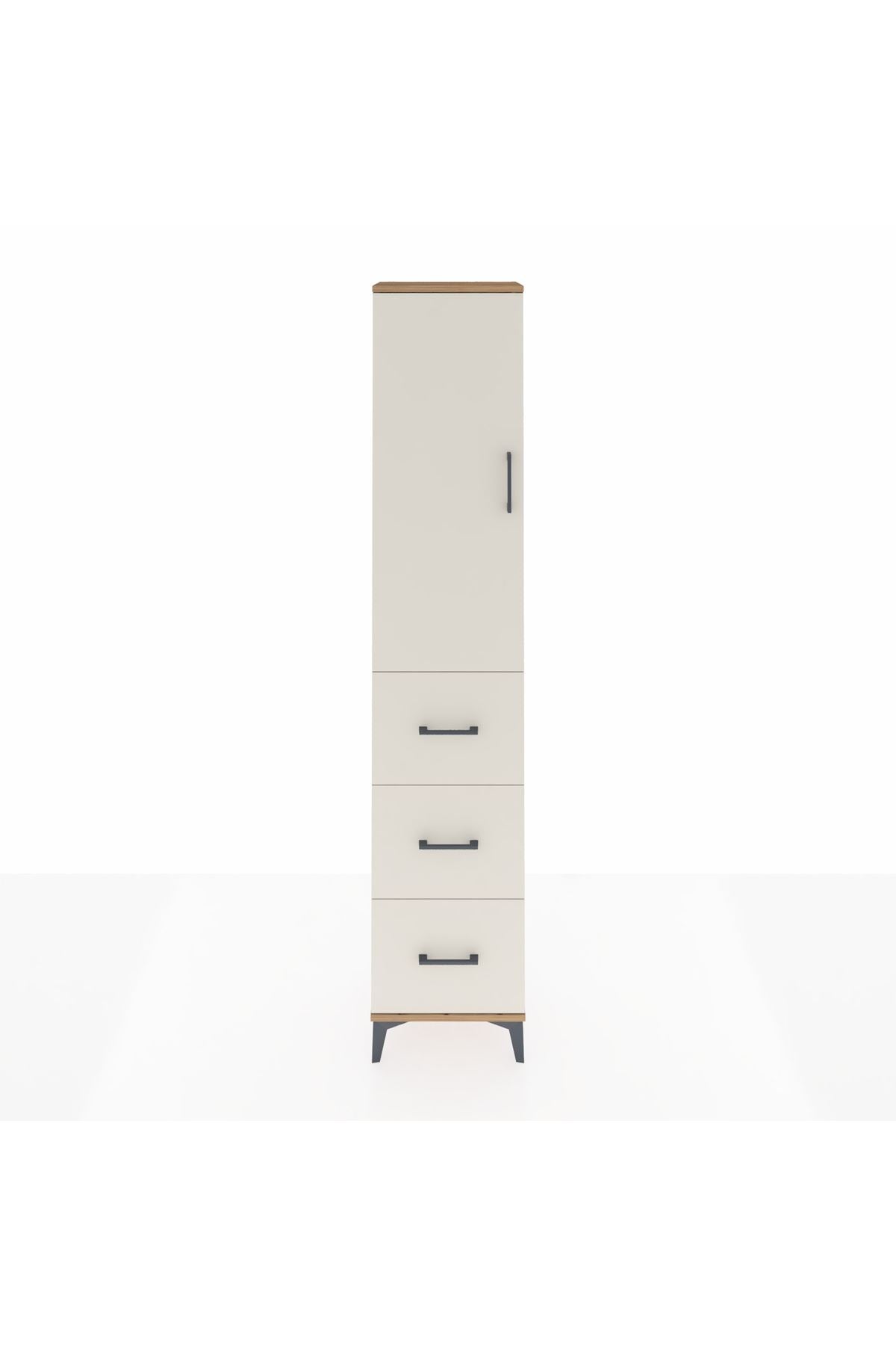 Arges Dolap 3 Raflı 3 Çekmeceli Tek Kapaklı 44x30x221 Çam-Aytaşı