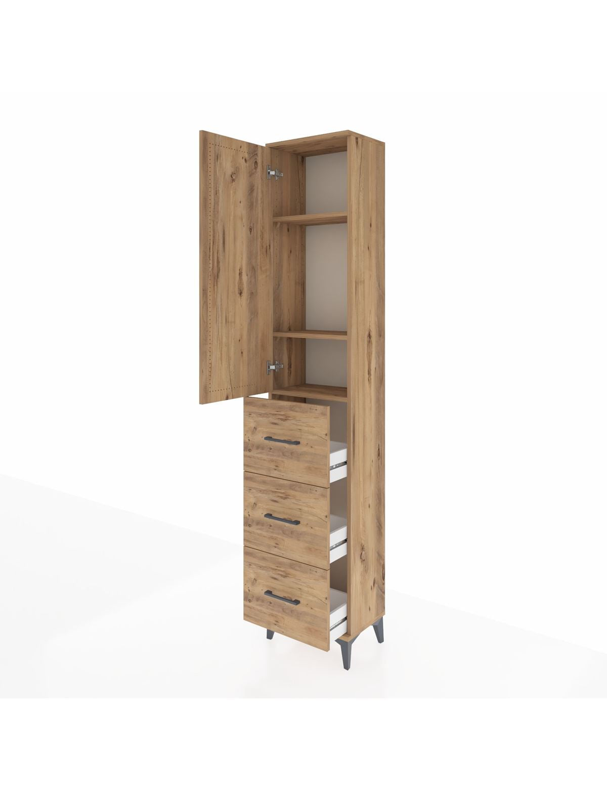 Arges Dolap 3 Raflı 3 Çekmeceli Tek Kapaklı 44x30x221 - S28M134V9A
