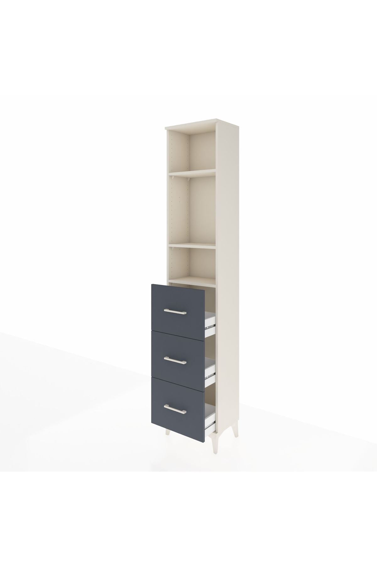 Arges Dolap 3 Raflı 3 Çekmeceli 44x30x221 Aytaşı-Antrasit