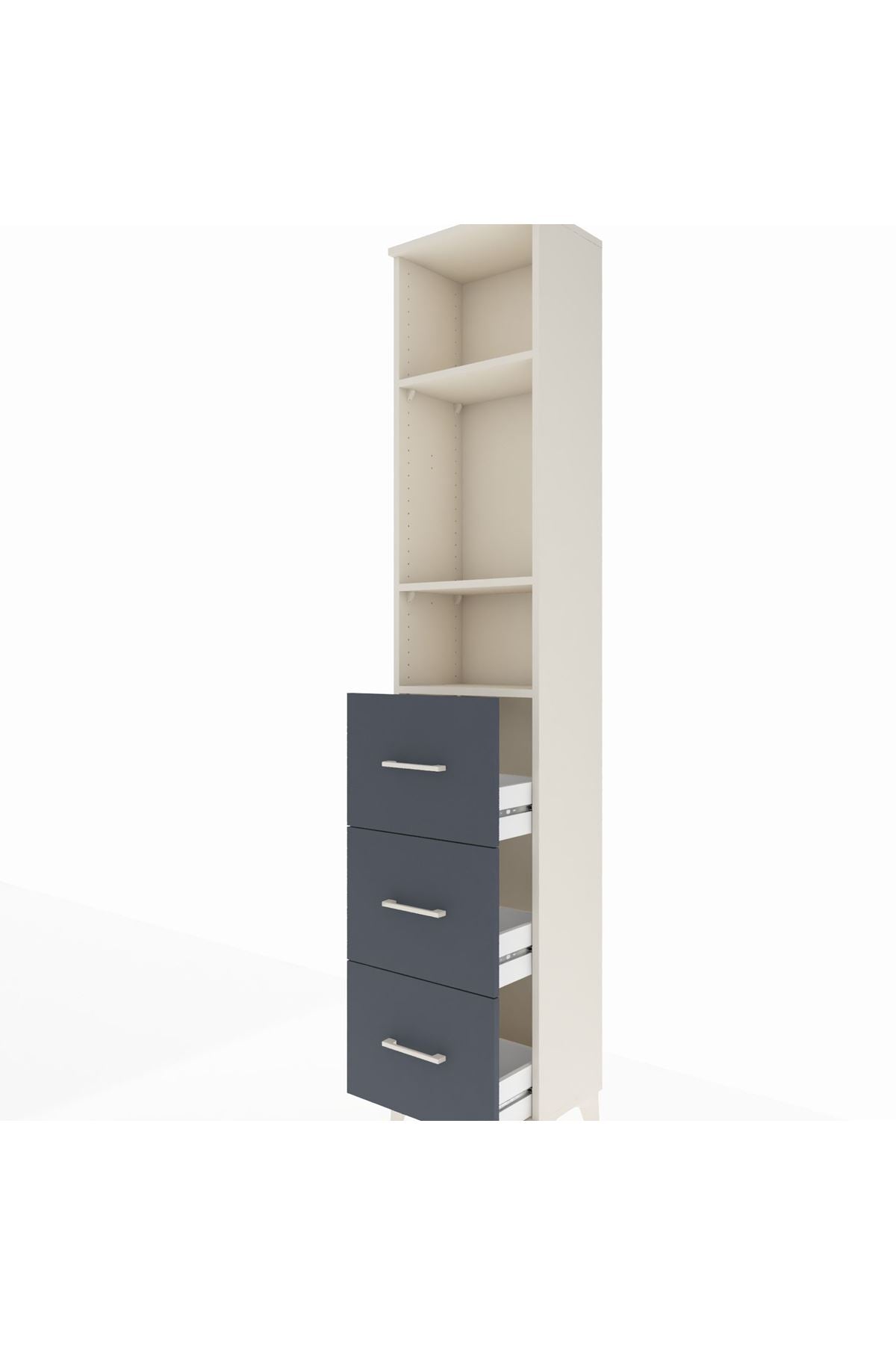 Arges Dolap 3 Raflı 3 Çekmeceli 44x30x221 Aytaşı-Antrasit