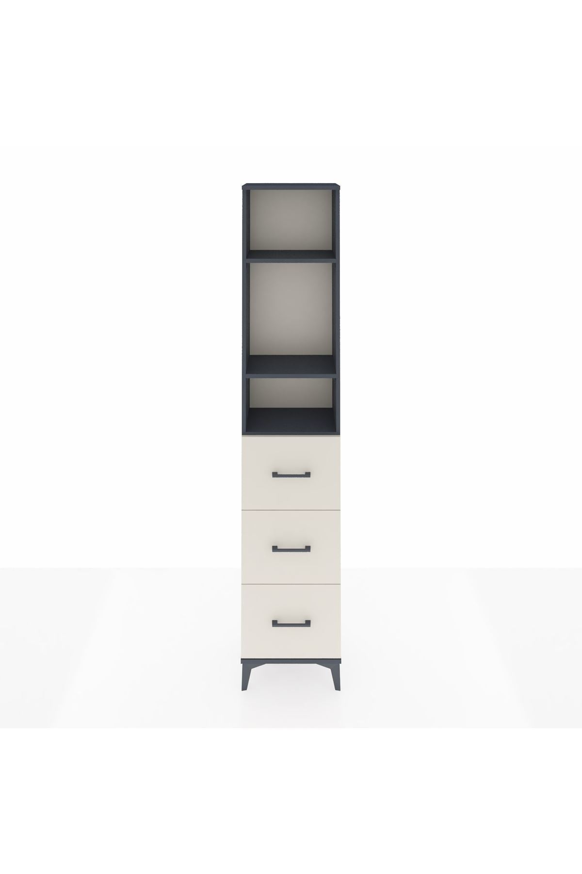 Arges Dolap 3 Raflı 3 Çekmeceli 44x30x221 Antrasit-Aytaşı