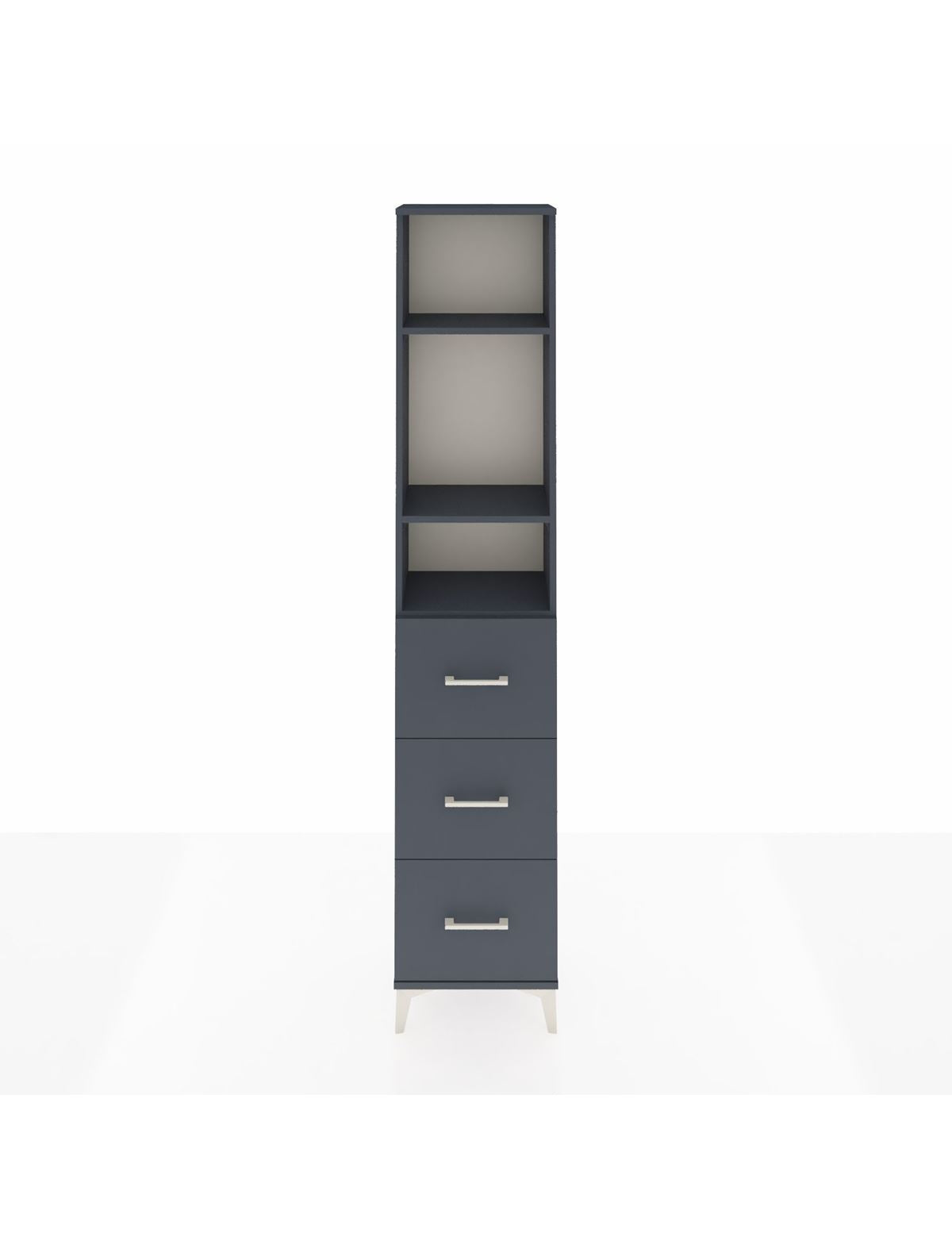 Arges Dolap 3 Raflı 3 Çekmeceli 44x30x221 Antrasit-Antrasit