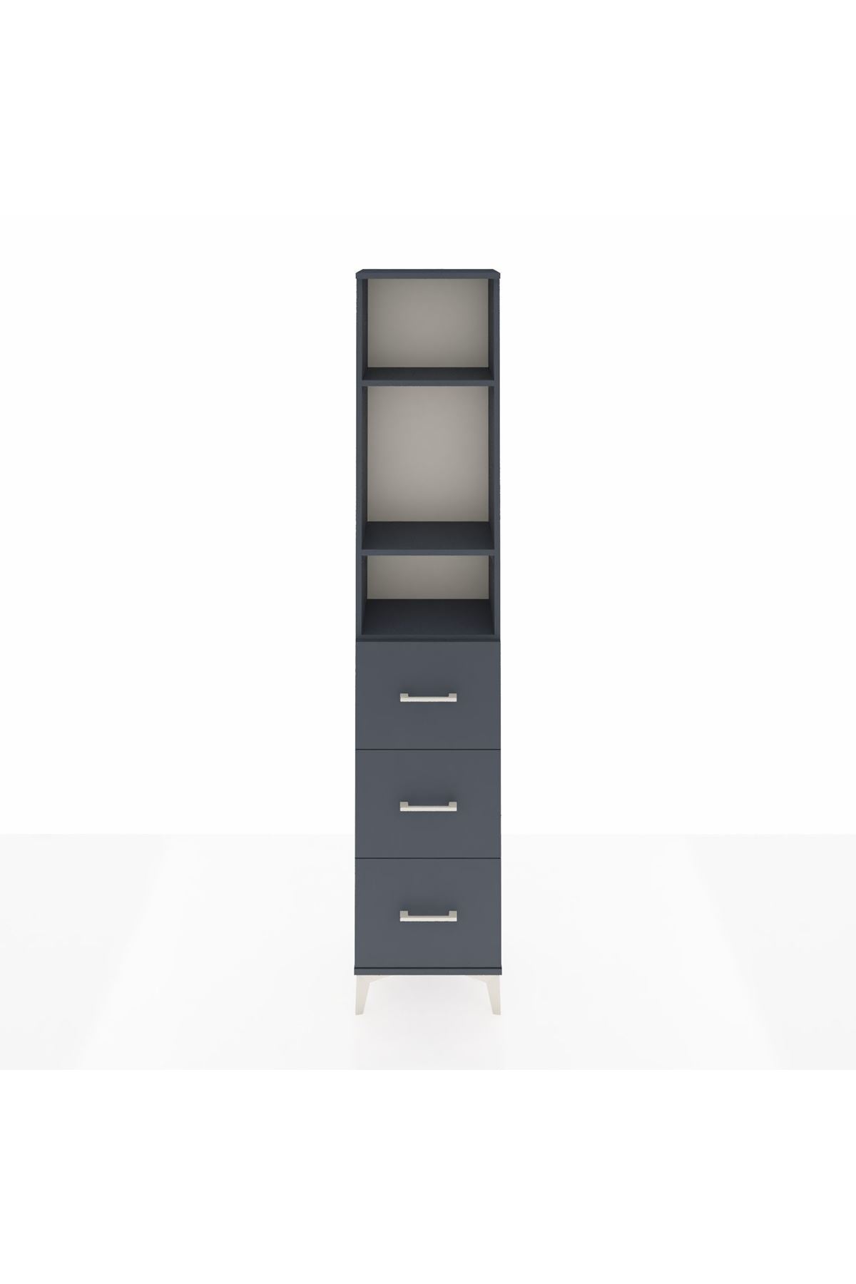 Arges Dolap 3 Raflı 3 Çekmeceli 44x30x221 Antrasit-Antrasit