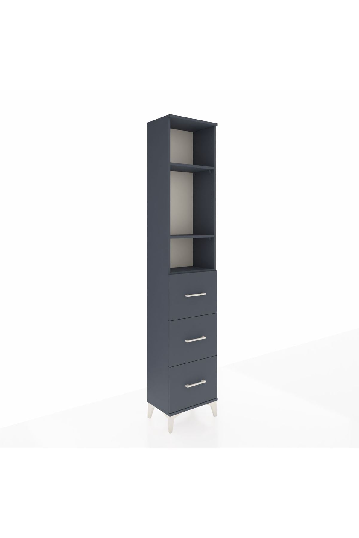 Arges Dolap 3 Raflı 3 Çekmeceli 44x30x221 Antrasit-Antrasit