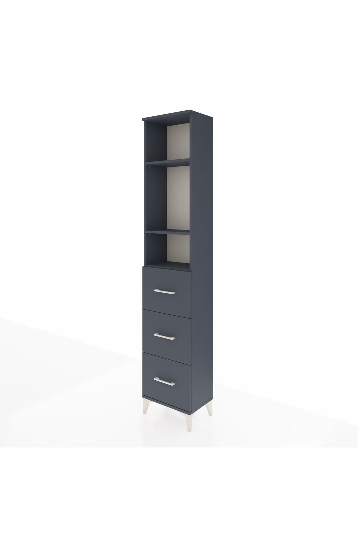 Arges Dolap 3 Raflı 3 Çekmeceli 44x30x221 Antrasit-Antrasit