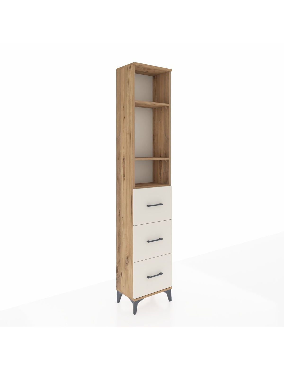 Arges Dolap 3 Raflı 3 Çekmeceli 44x30x221 Çam-Aytaşı