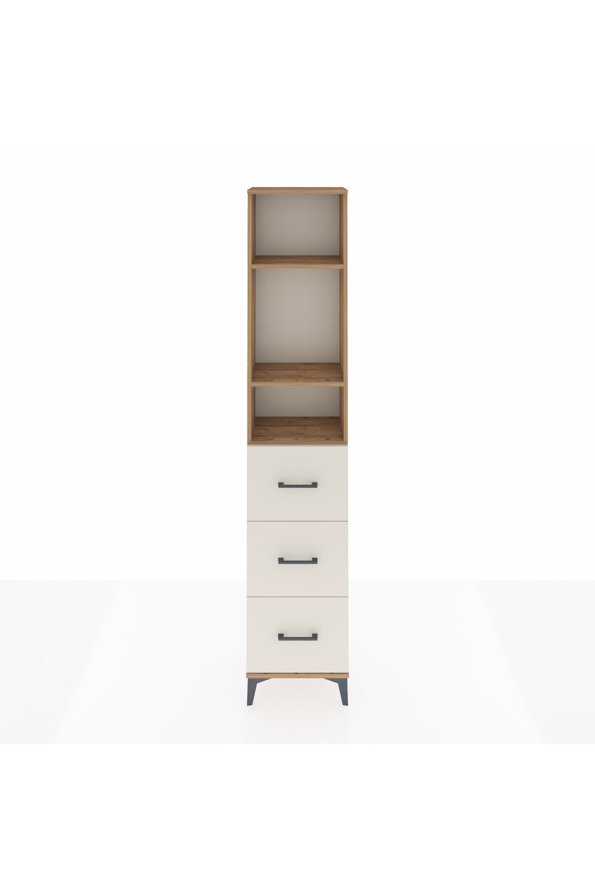 Arges Dolap 3 Raflı 3 Çekmeceli 44x30x221 Çam-Aytaşı