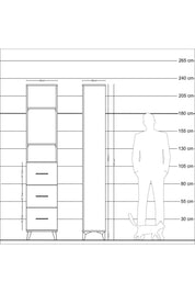 Arges Dolap 3 Raflı 3 Çekmeceli 44x30x221 Antrasit-Çam
