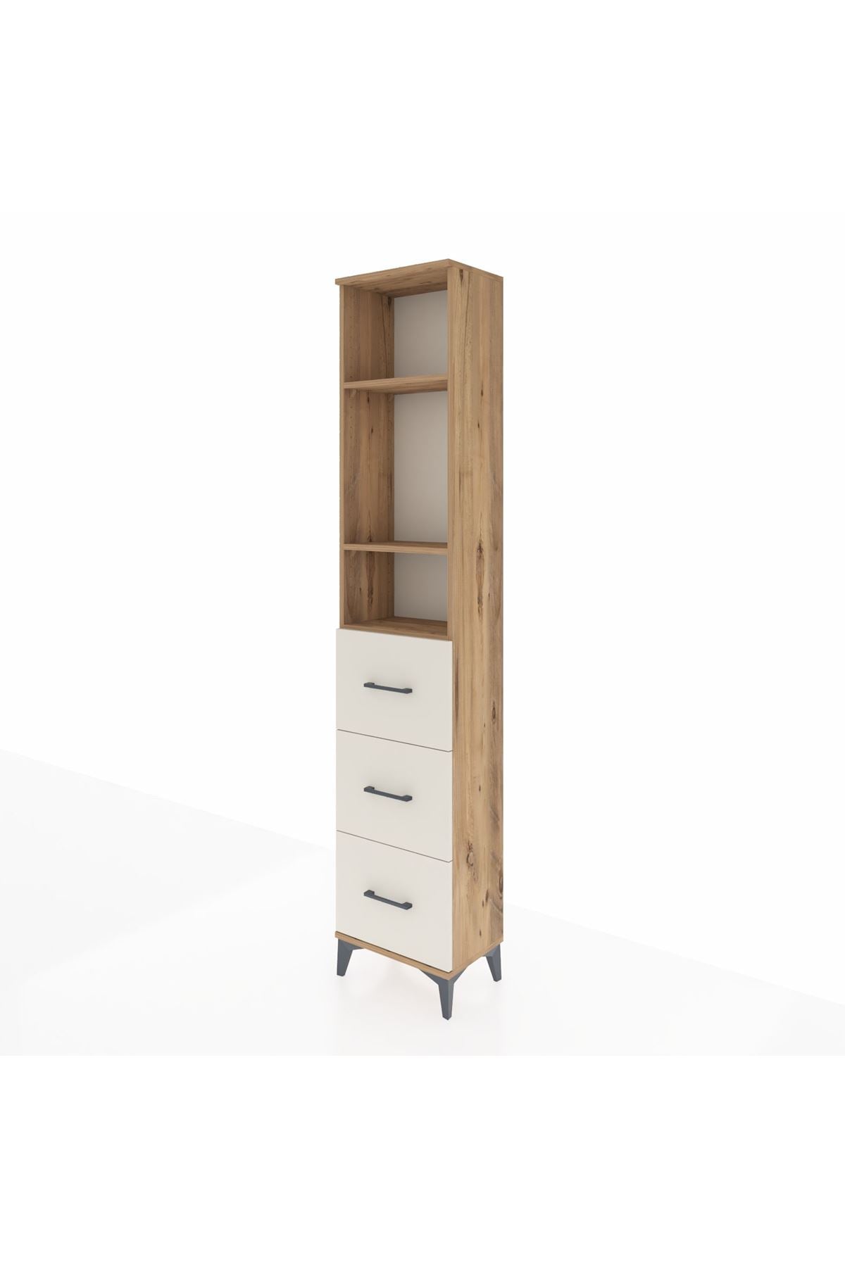 Arges Dolap 3 Raflı 3 Çekmeceli 44x30x221 Çam-Aytaşı