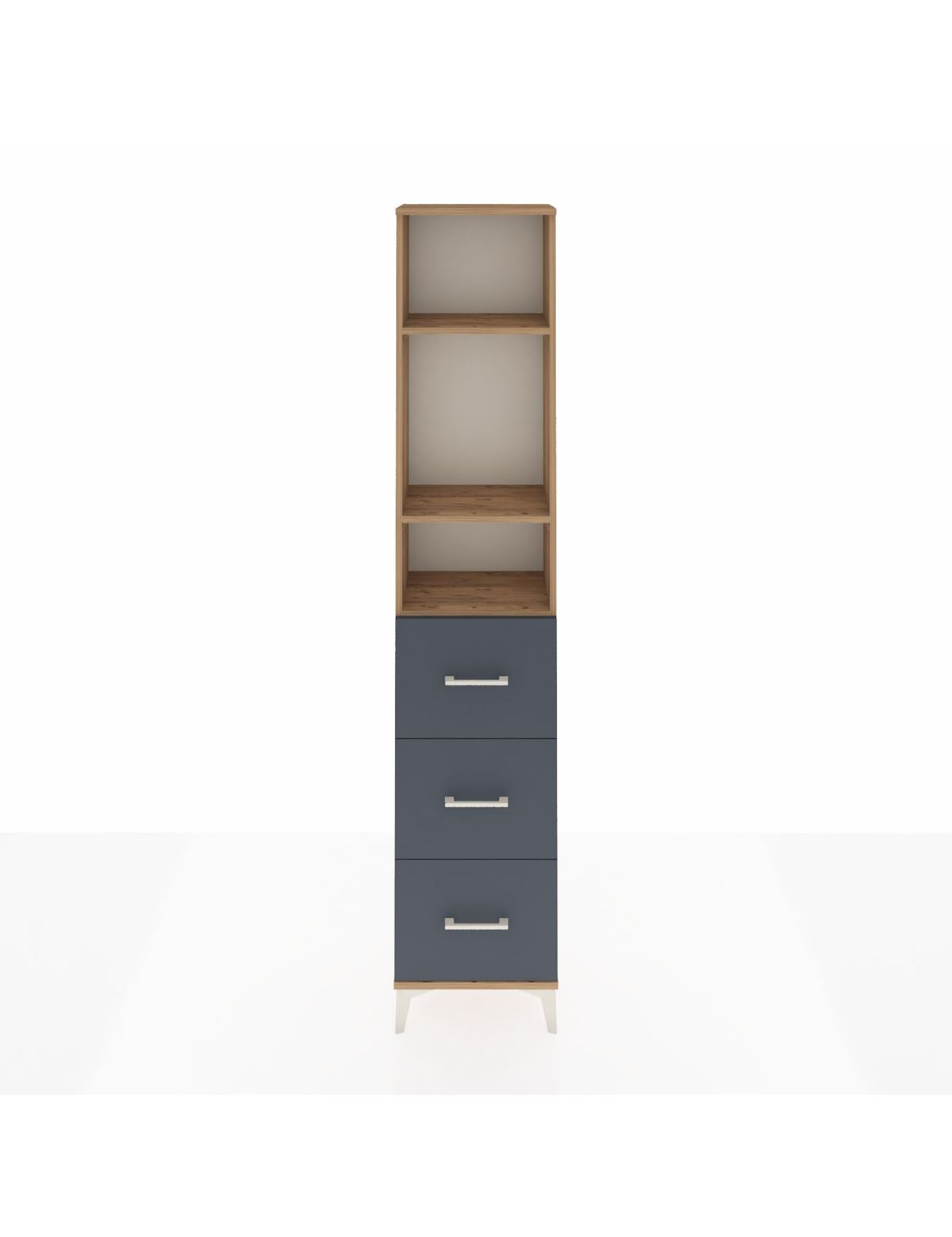 Arges Dolap 3 Raflı 3 Çekmeceli 44x30x221 Çam-Antrasit