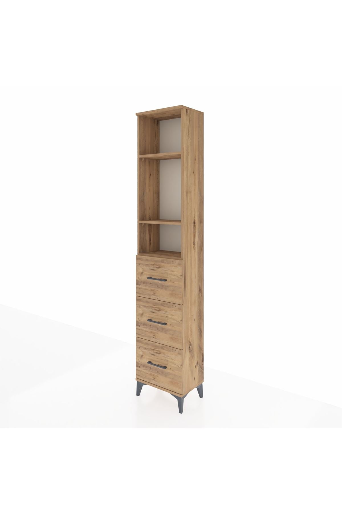 Arges Dolap 3 Raflı 3 Çekmeceli 44x30x221 Çam-Çam