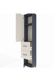 Arges Dolap 2 Raflı 2 Çekmeceli Tek Askılı 44x30x221 Antrasit-Aytaşı