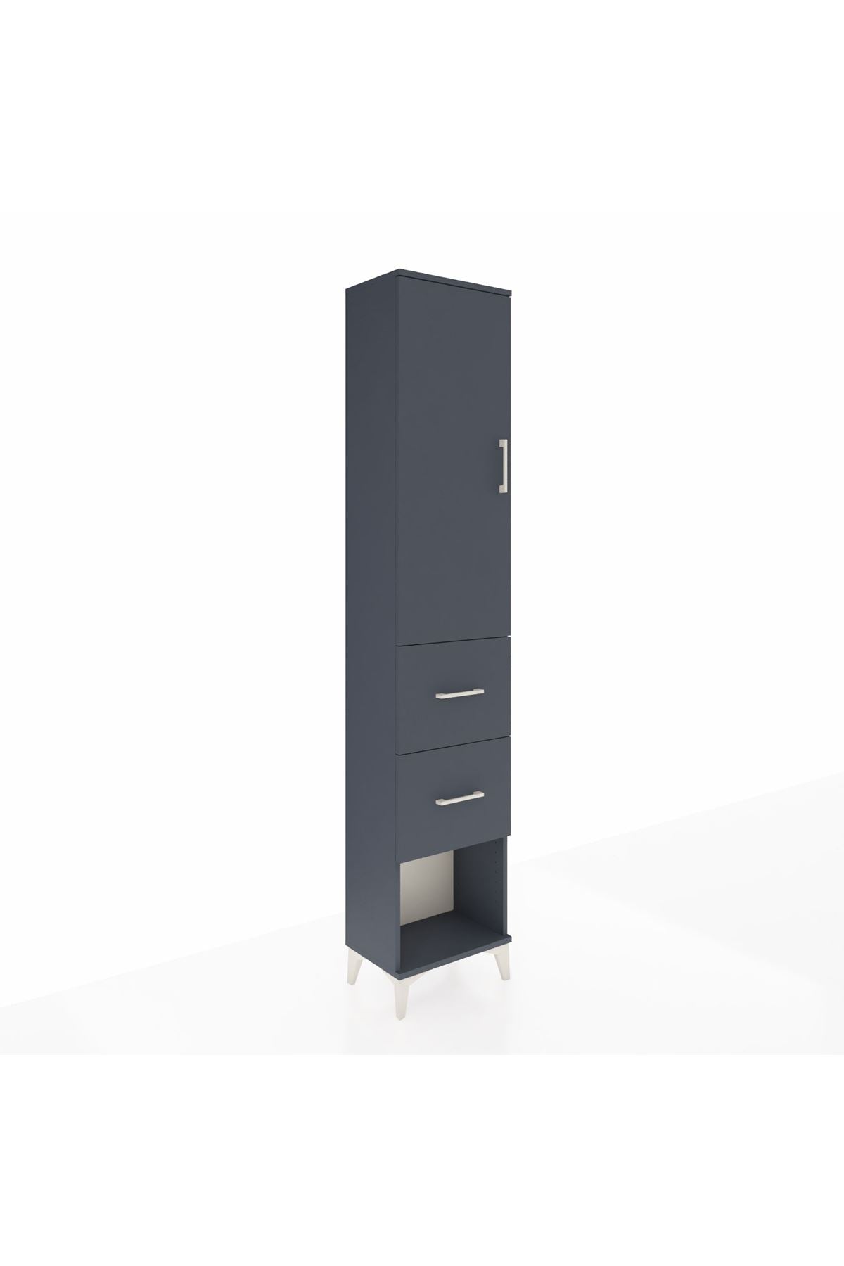 Arges Dolap 2 Raflı 2 Çekmeceli Tek Askılı 44x30x221 Antrasit-Antrasit