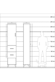 Arges Dolap 2 Raflı 2 Çekmeceli Tek Askılı 44x30x221 Çam-Aytaşı