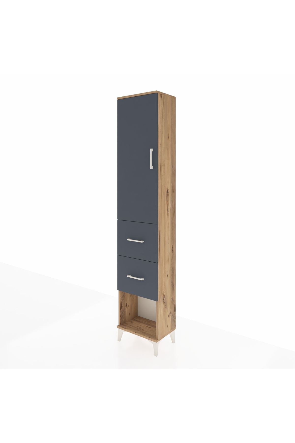 Arges Dolap 2 Raflı 2 Çekmeceli Tek Askılı 44x30x221 Çam-Antrasit