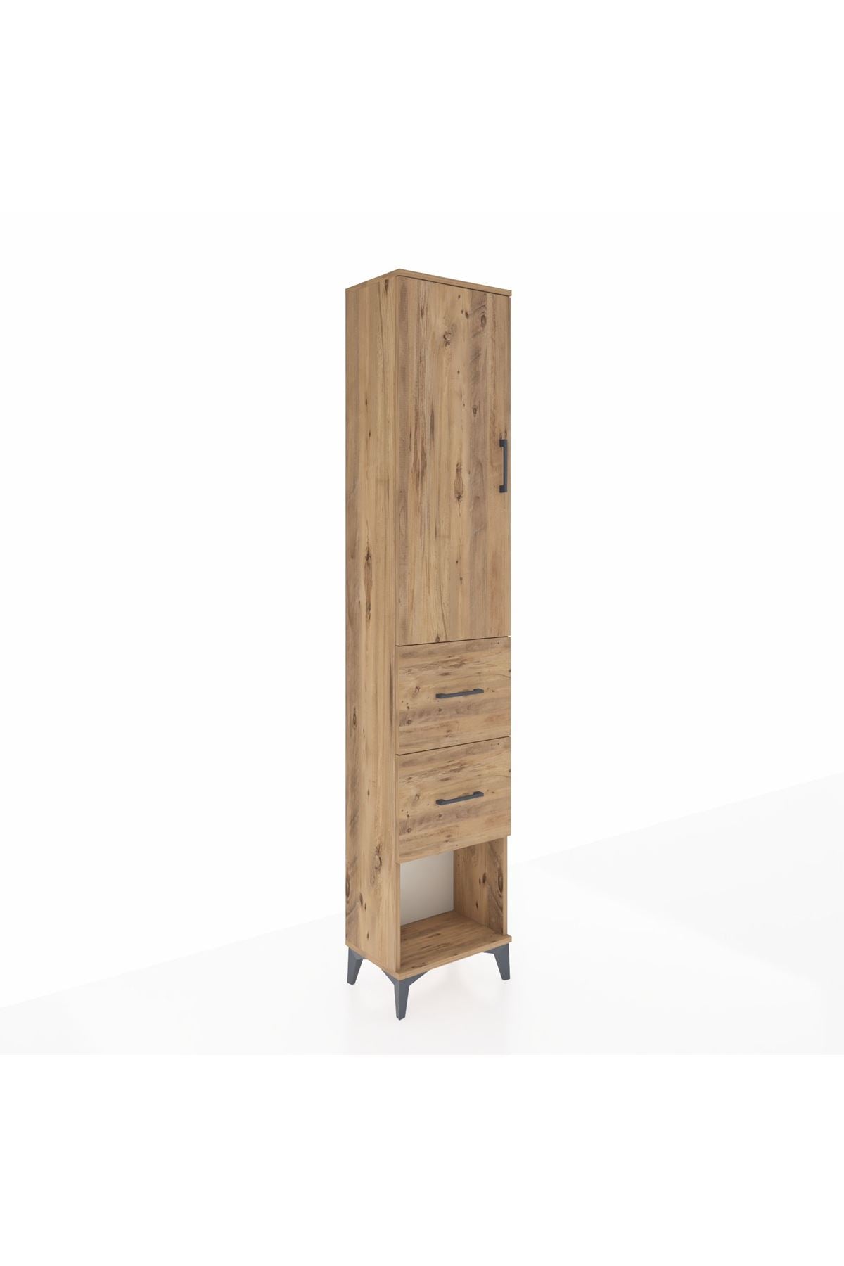 Arges Dolap 2 Raflı 2 Çekmeceli Tek Askılı 44x30x221 Çam-Çam