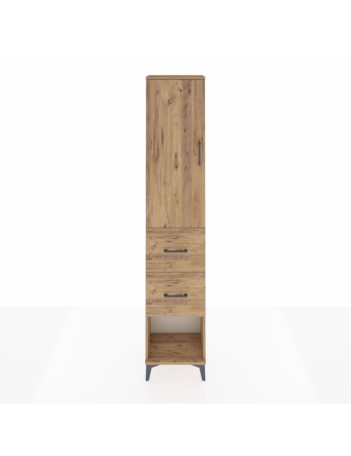 Arges Dolap 2 Raflı 2 Çekmeceli Tek Askılı 44x30x221 Çam-Çam