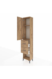 Arges Dolap 2 Raflı 2 Çekmeceli Tek Askılı 44x30x221 Çam-Çam