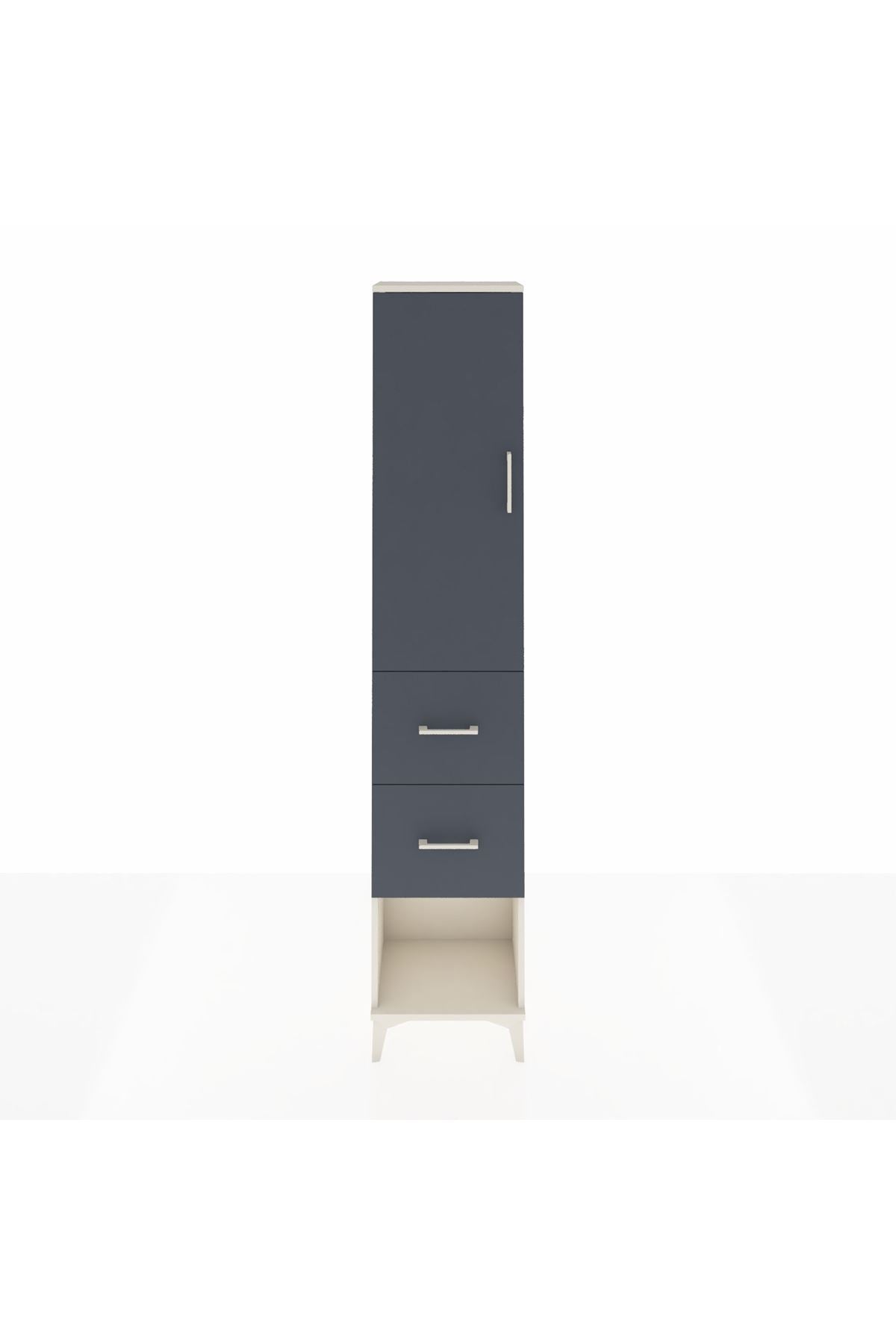 Arges Dolap 3 Raflı 2 Çekmeceli Tek Kapaklı 44x30x221 Aytaşı-Antrasit