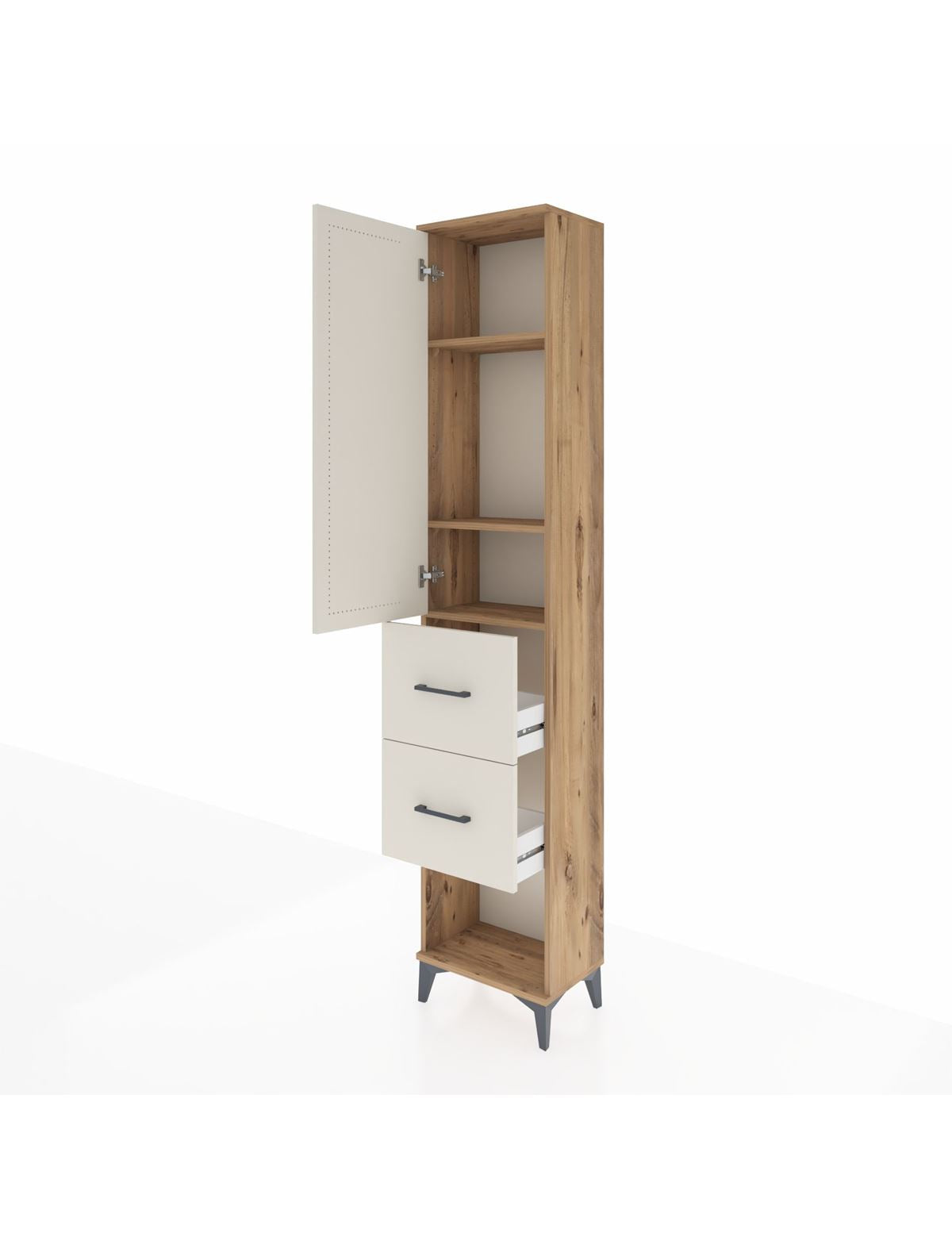 Arges Dolap 3 Raflı 2 Çekmeceli Tek Kapaklı 44x30x221 - S28M137V7A