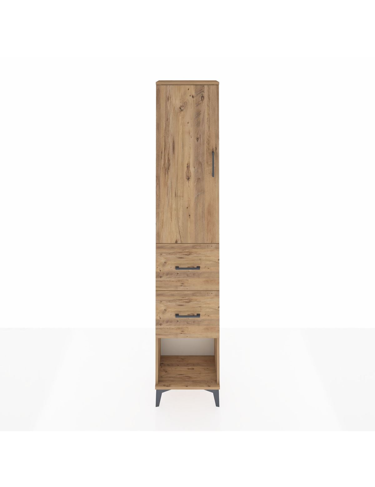 Arges Dolap 3 Raflı 2 Çekmeceli Tek Kapaklı 44x30x221 Çam-Çam