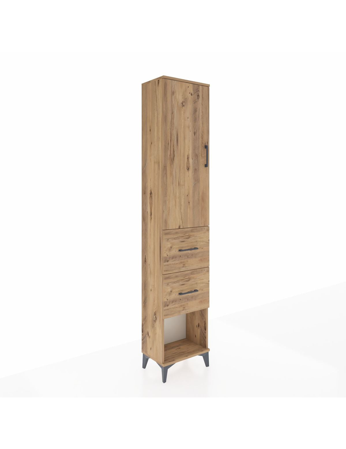 Arges Dolap 3 Raflı 2 Çekmeceli Tek Kapaklı 44x30x221 Çam-Çam