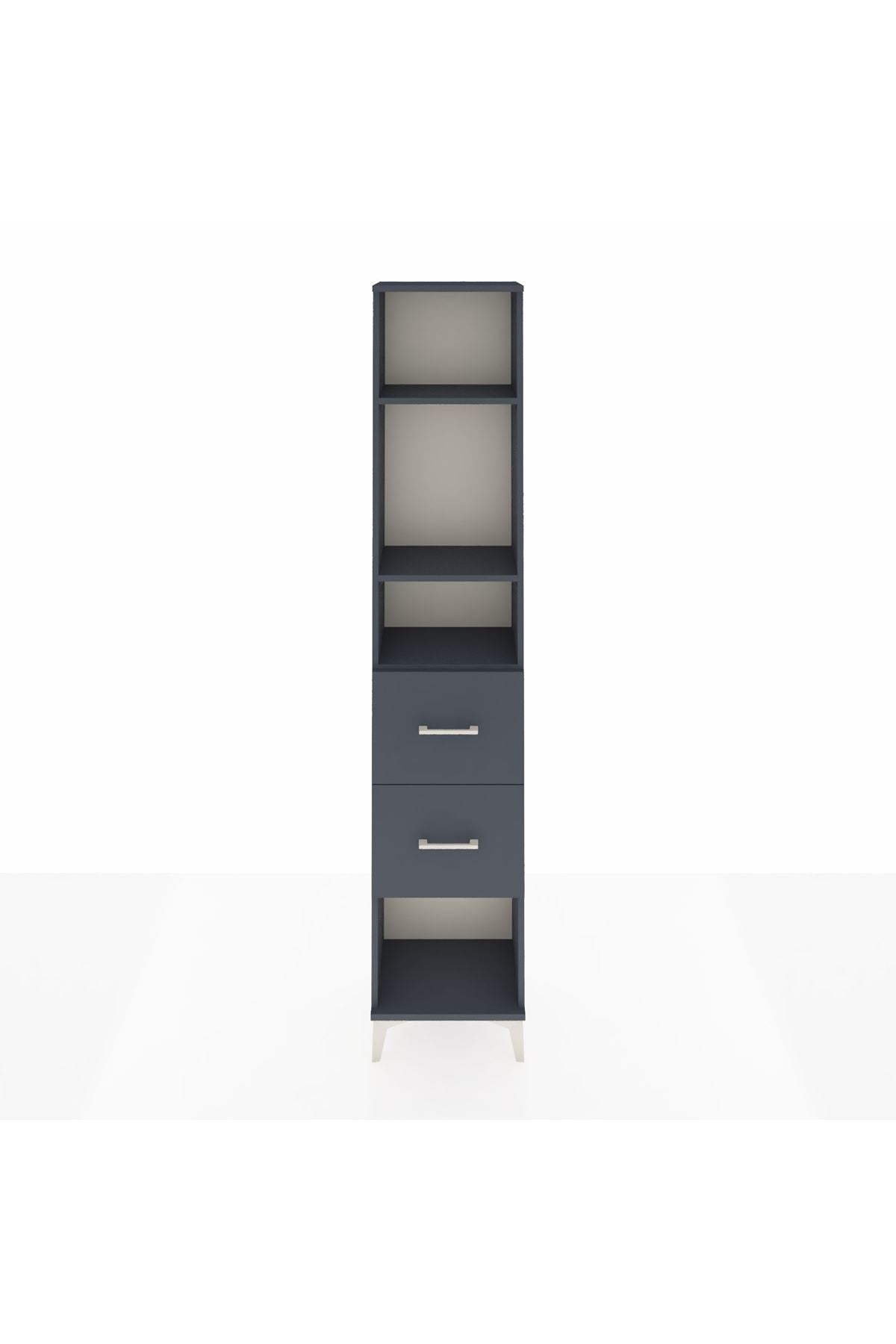 Arges Dolap 3 Raflı 2 Çekmeceli 44x30x221 Antrasit-Antrasit