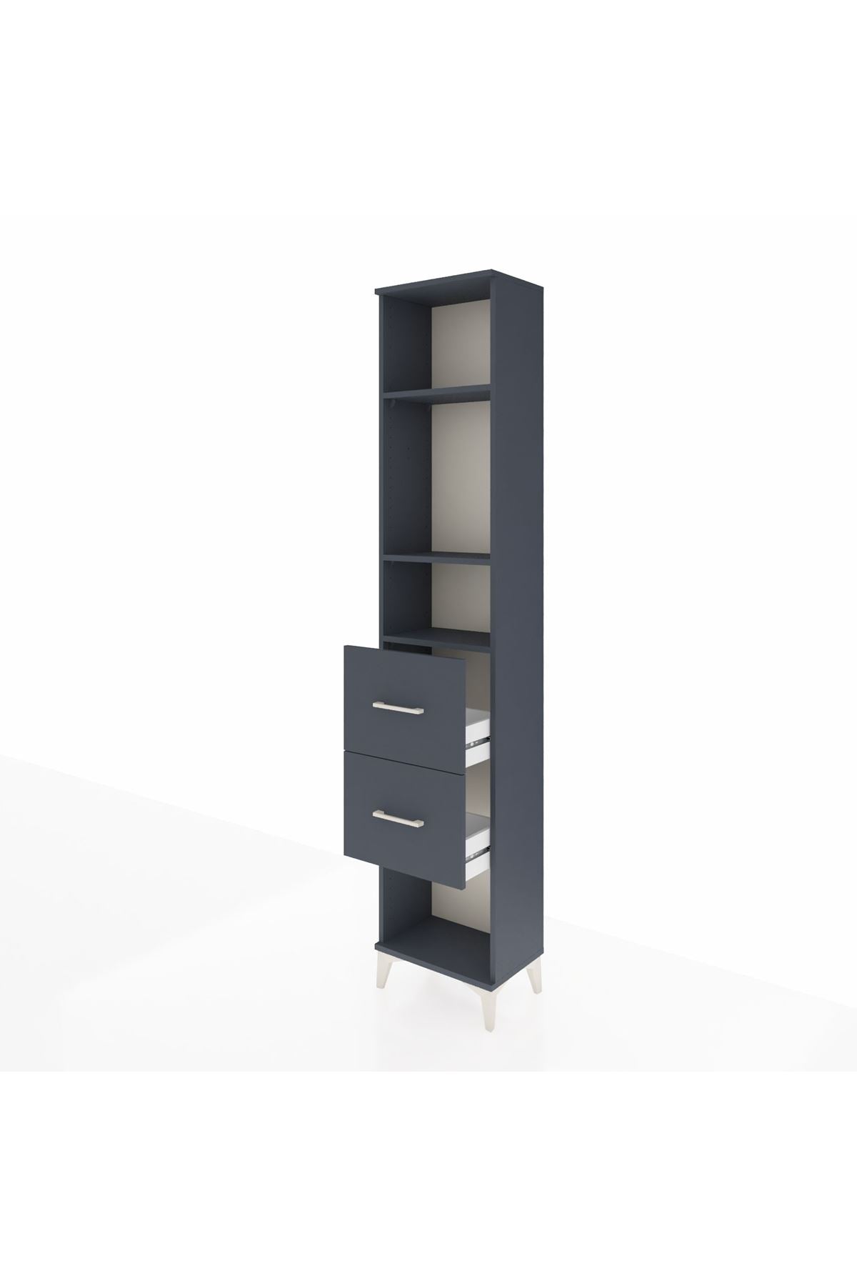 Arges Dolap 3 Raflı 2 Çekmeceli 44x30x221 Antrasit-Antrasit