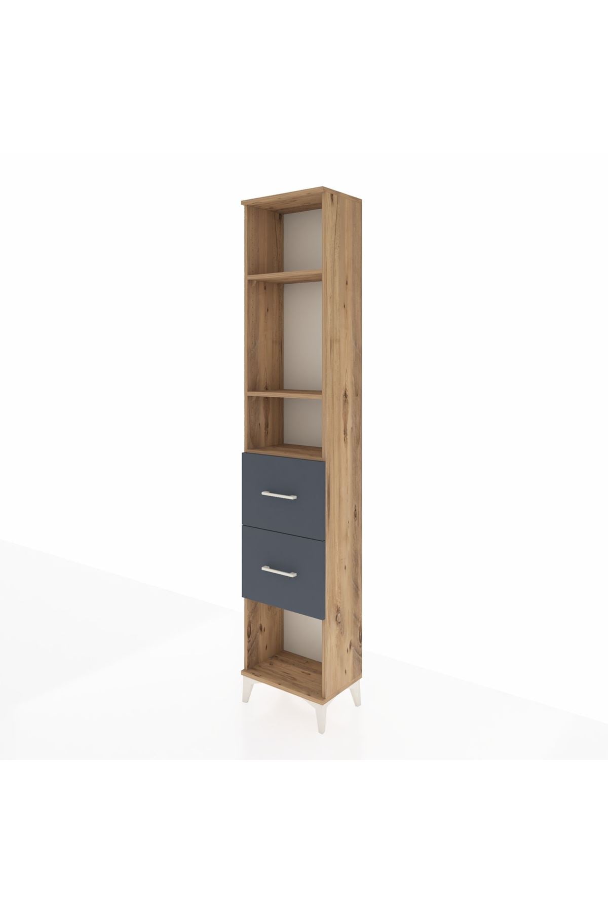 Arges Dolap 3 Raflı 2 Çekmeceli 44x30x221 Çam-Antrasit