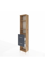 Arges Dolap 3 Raflı 2 Çekmeceli 44x30x221 Çam-Antrasit