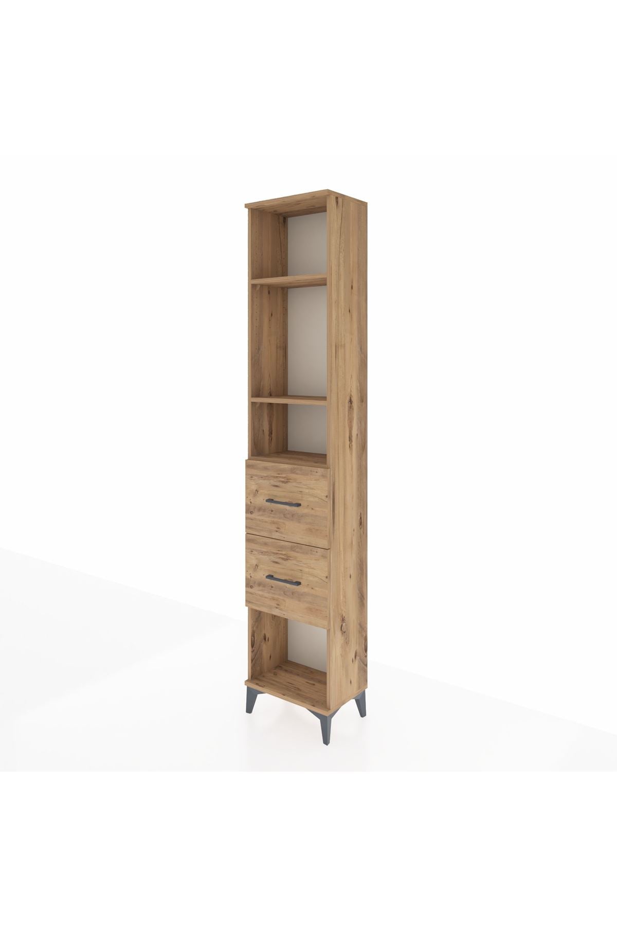 Arges Dolap 3 Raflı 2 Çekmeceli 44x30x221 Çam-Çam