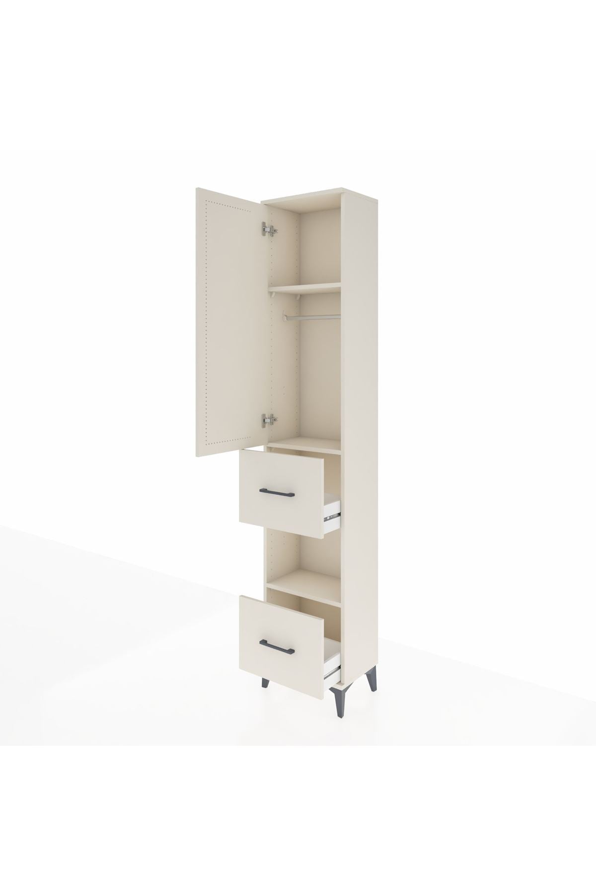 Arges Dolap 3 Raflı 2 Çekmeceli Tek Askılı 44x30x221 Aytaşı-Aytaşı