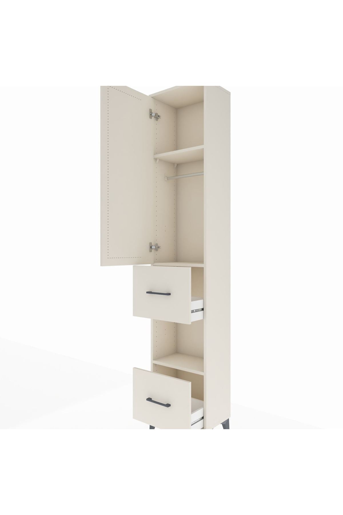 Arges Dolap 3 Raflı 2 Çekmeceli Tek Askılı 44x30x221 Aytaşı-Aytaşı