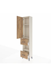 Arges Dolap 3 Raflı 2 Çekmeceli Tek Askılı 44x30x221 Aytaşı-Çam