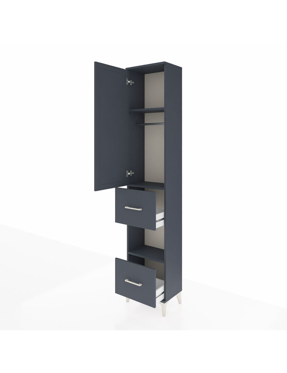 Arges Dolap 3 Raflı 2 Çekmeceli Tek Askılı 44x30x221 - S28M139V5A