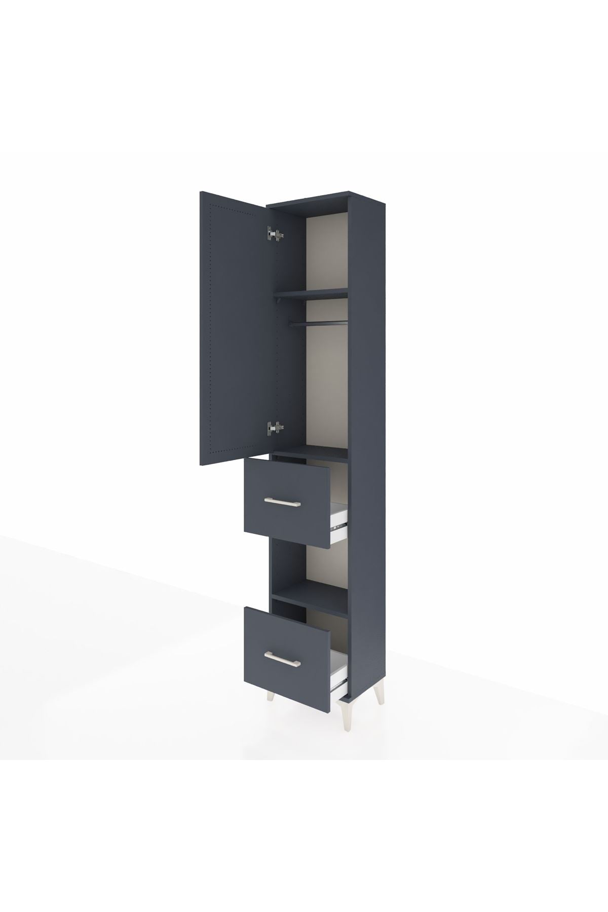 Arges Dolap 3 Raflı 2 Çekmeceli Tek Askılı 44x30x221 Antrasit-Antrasit