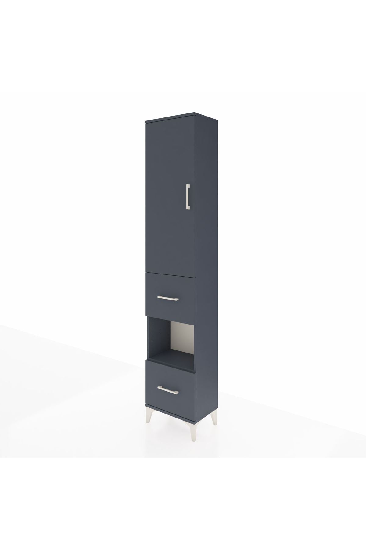Arges Dolap 3 Raflı 2 Çekmeceli Tek Askılı 44x30x221 Antrasit-Antrasit