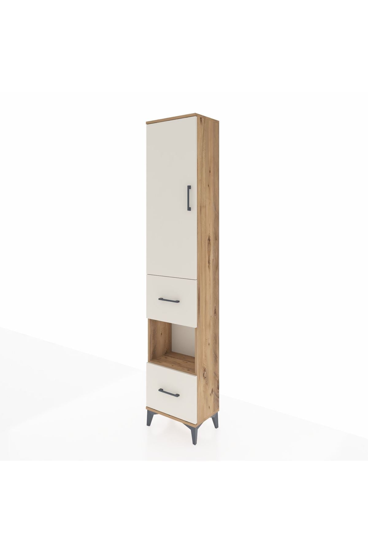 Arges Dolap 3 Raflı 2 Çekmeceli Tek Askılı 44x30x221 Çam-Aytaşı