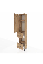 Arges Dolap 3 Raflı 2 Çekmeceli Tek Askılı 44x30x221 Çam-Çam