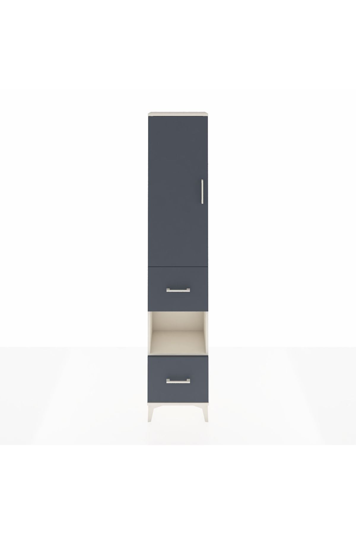 Arges Dolap 4 Raflı 2 Çekmeceli Tek Kapaklı 44x30x221 Aytaşı-Antrasit