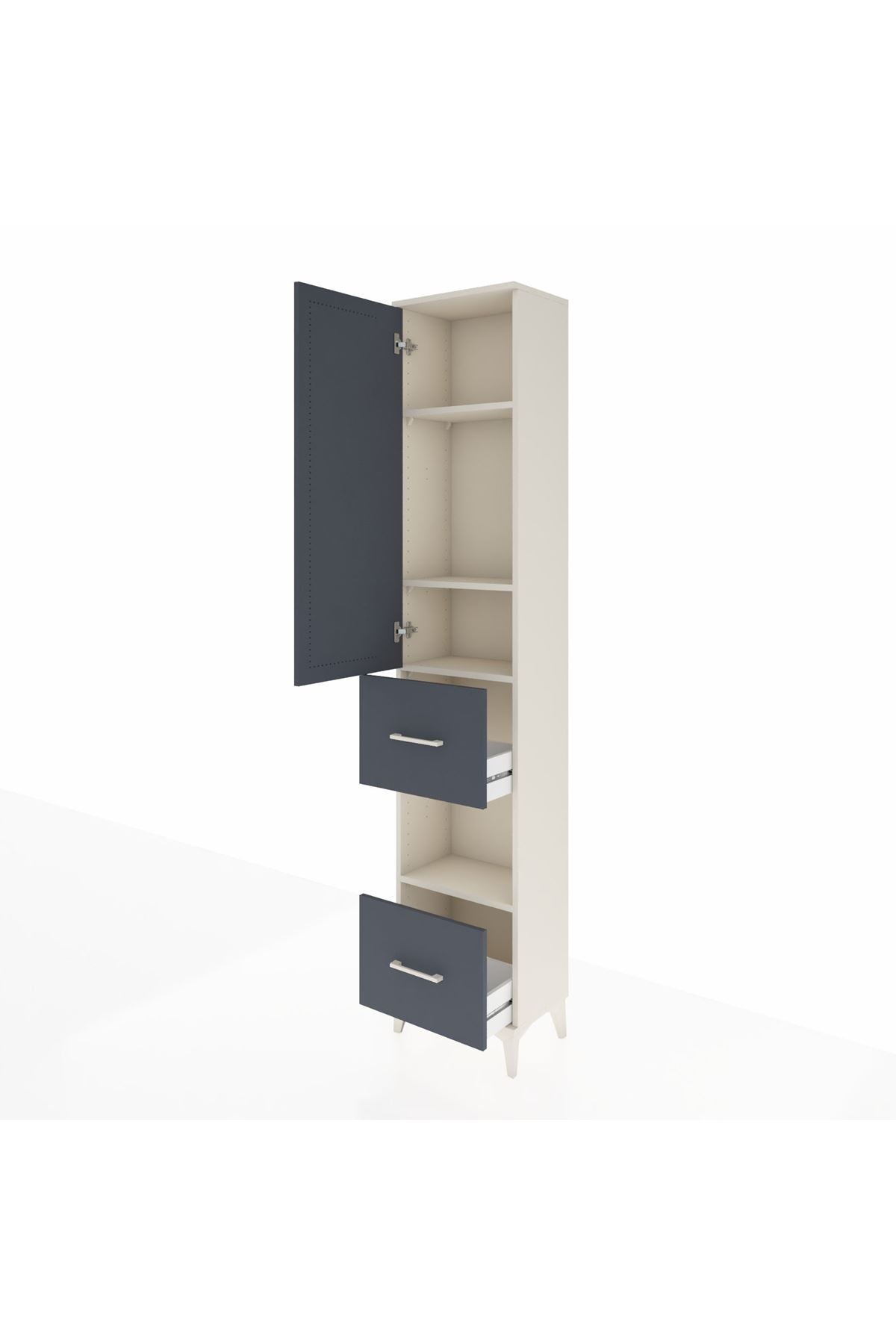 Arges Dolap 4 Raflı 2 Çekmeceli Tek Kapaklı 44x30x221 Aytaşı-Antrasit