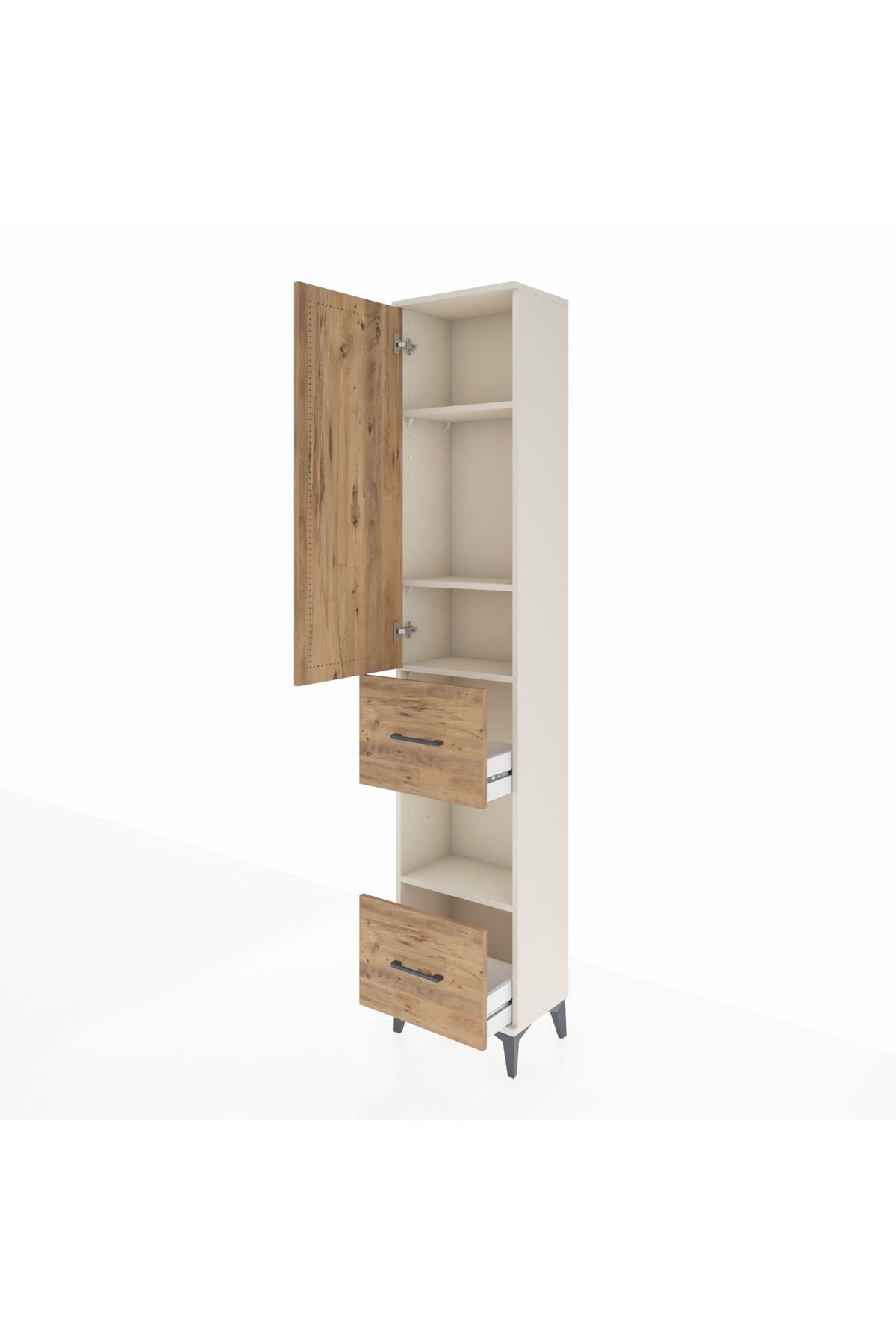 Arges Dolap 4 Raflı 2 Çekmeceli Tek Kapaklı 44x30x221 Aytaşı-Çam