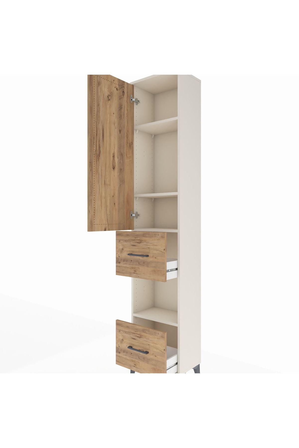 Arges Dolap 4 Raflı 2 Çekmeceli Tek Kapaklı 44x30x221 Aytaşı-Çam