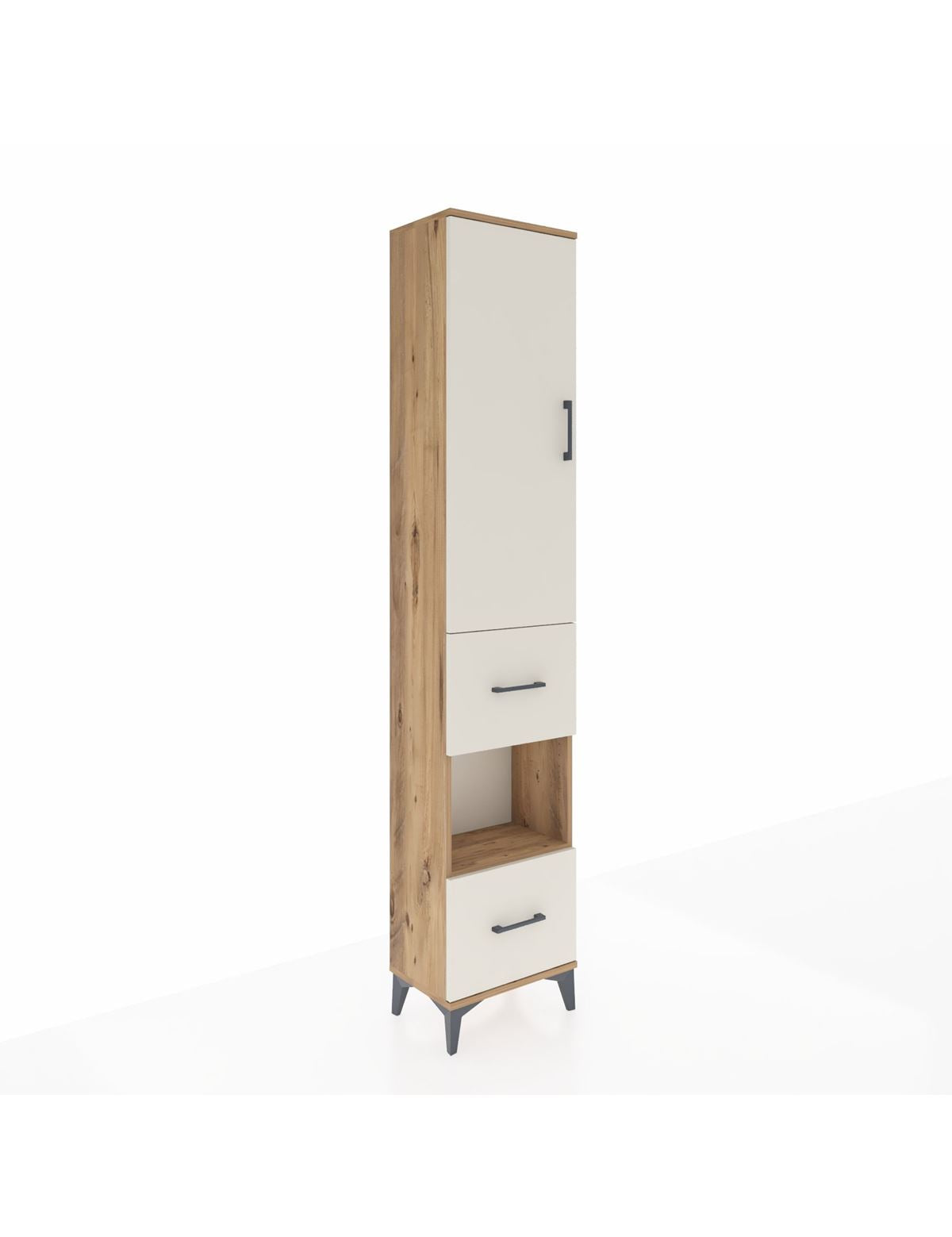 Arges Dolap 4 Raflı 2 Çekmeceli Tek Kapaklı 44x30x221 Çam-Aytaşı