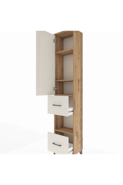 Arges Dolap 4 Raflı 2 Çekmeceli Tek Kapaklı 44x30x221 Çam-Aytaşı