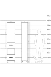 Arges Dolap 4 Raflı 2 Çekmeceli Tek Kapaklı 44x30x221 Çam-Aytaşı