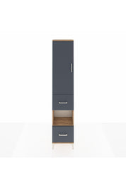 Arges Dolap 4 Raflı 2 Çekmeceli Tek Kapaklı 44x30x221 Çam-Antrasit