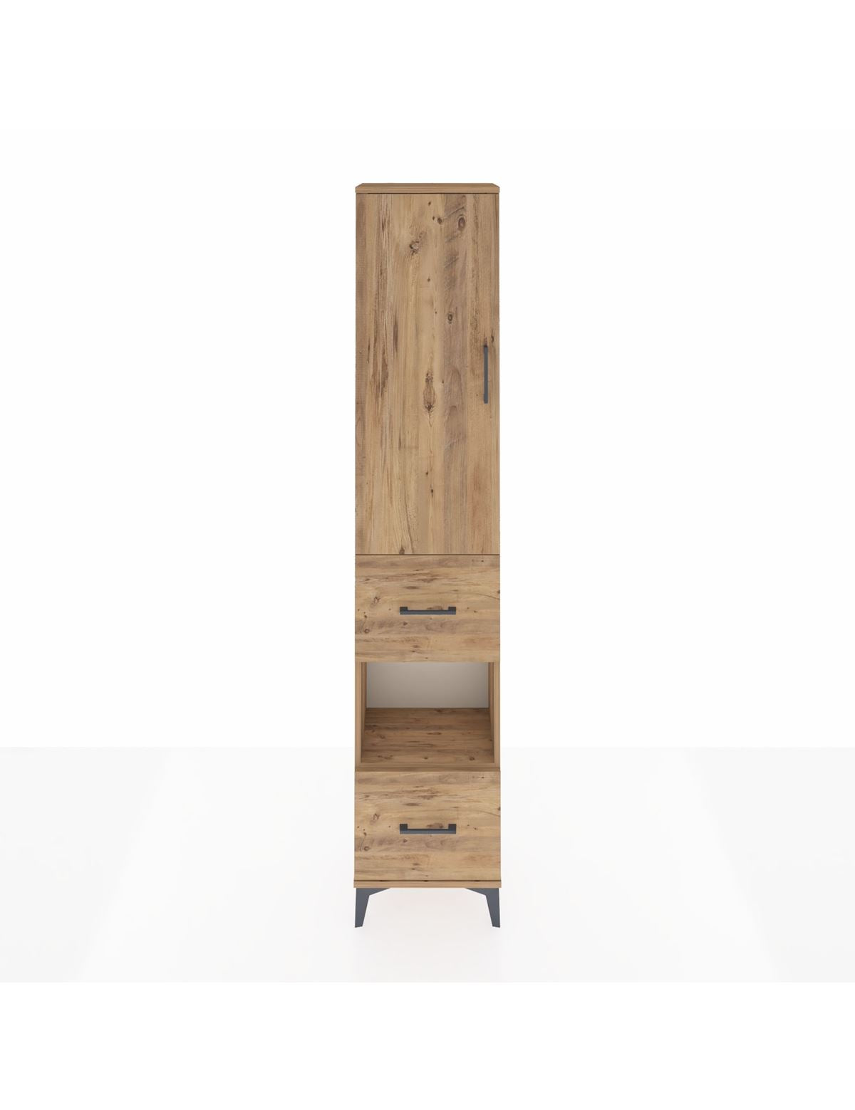 Arges Dolap 4 Raflı 2 Çekmeceli Tek Kapaklı 44x30x221 Çam-Çam