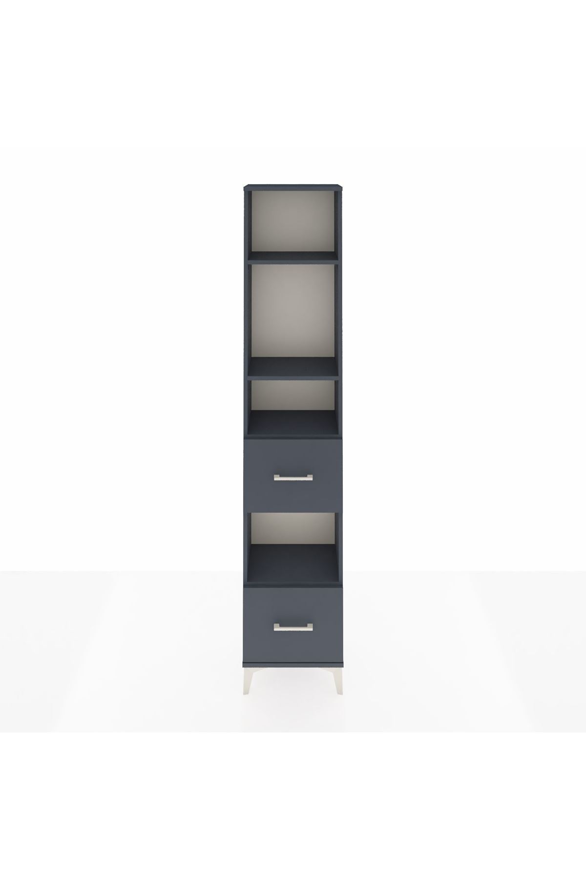 Arges Dolap 4 Raflı 2 Çekmeceli 44x30x221 Antrasit-Antrasit